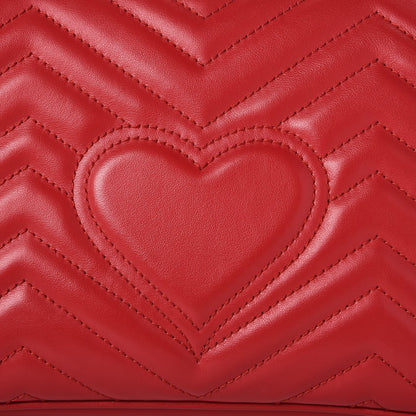 Gucci Calfskin Matelasse Small GG Marmont Shoulder Bag Hibiscus Red 5 of 9