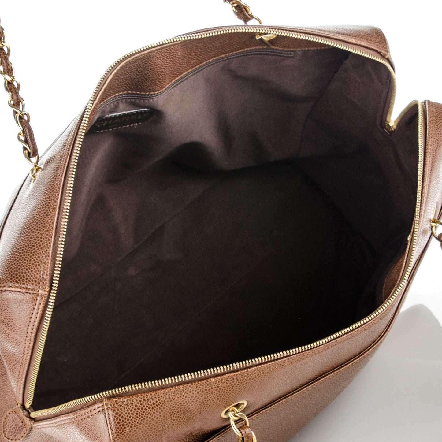 Caviar Large CC Shoulder Bag Brown
