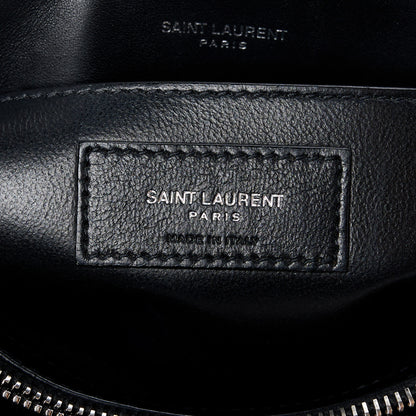 Saint Laurent Suede Calfskin Y Quilted Monogram Small Loulou Chain Satchel Black 7 of 11