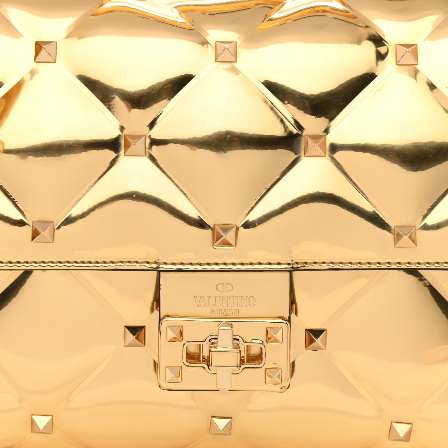 Valentino Garavani Metallic PVC Candystud Top Handle Bag Gold 7 of 9