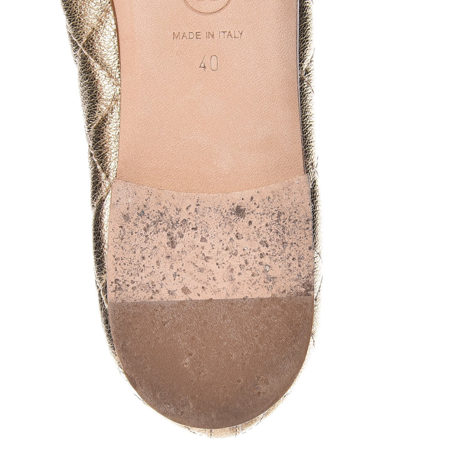 Chanel Metallic Lambskin Quilted CC Cap Toe Ballet Flats 40 Gold 10 of 14