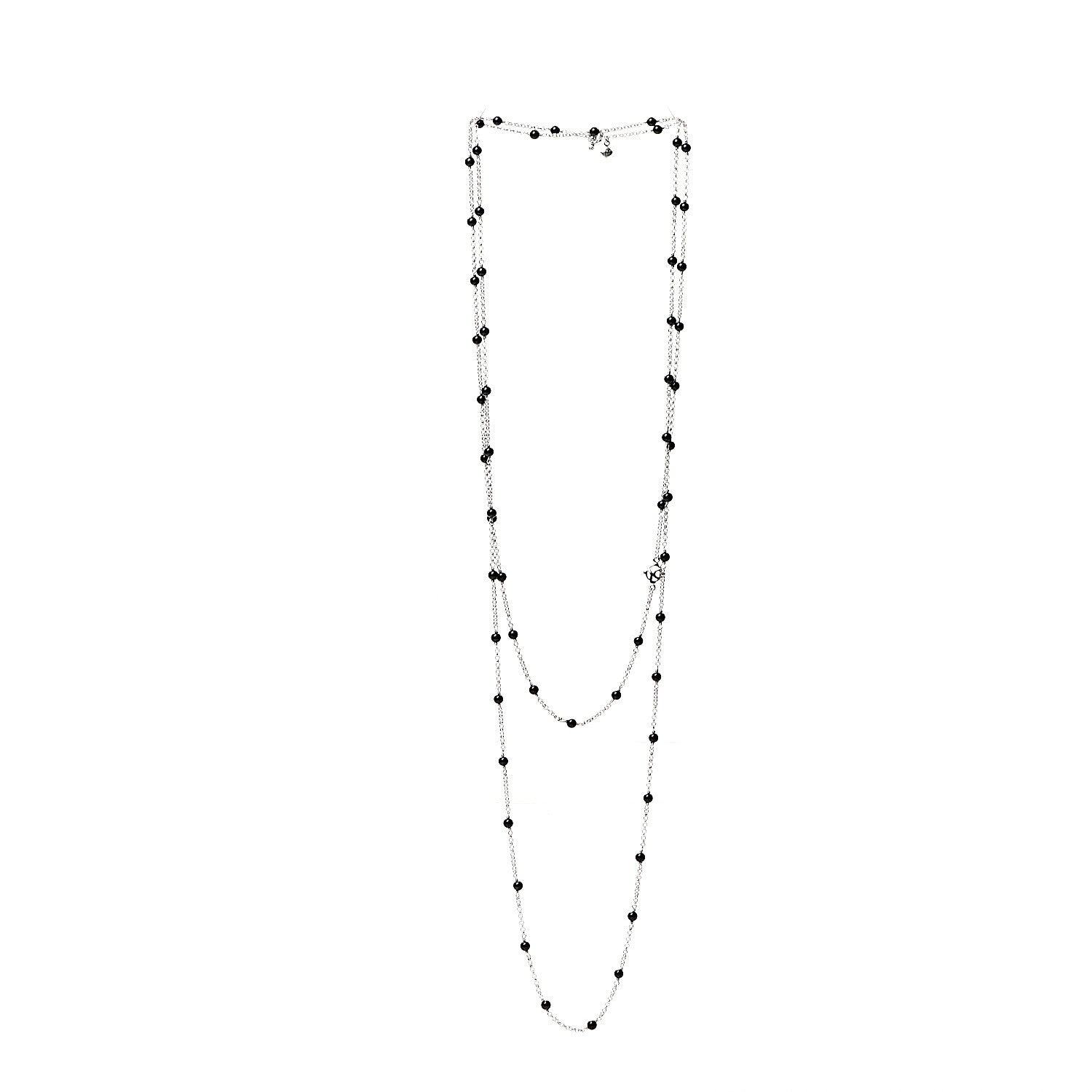 David Yurman Sterling Silver Black Onyx Station Chain Necklace 2 of 5