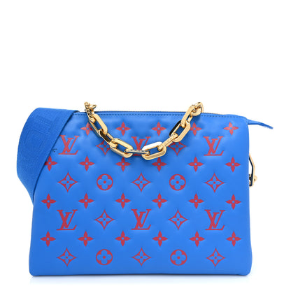 Louis Vuitton Lambskin Embossed Monogram Vuittamins Coussin PM Blue Red 1 of 12