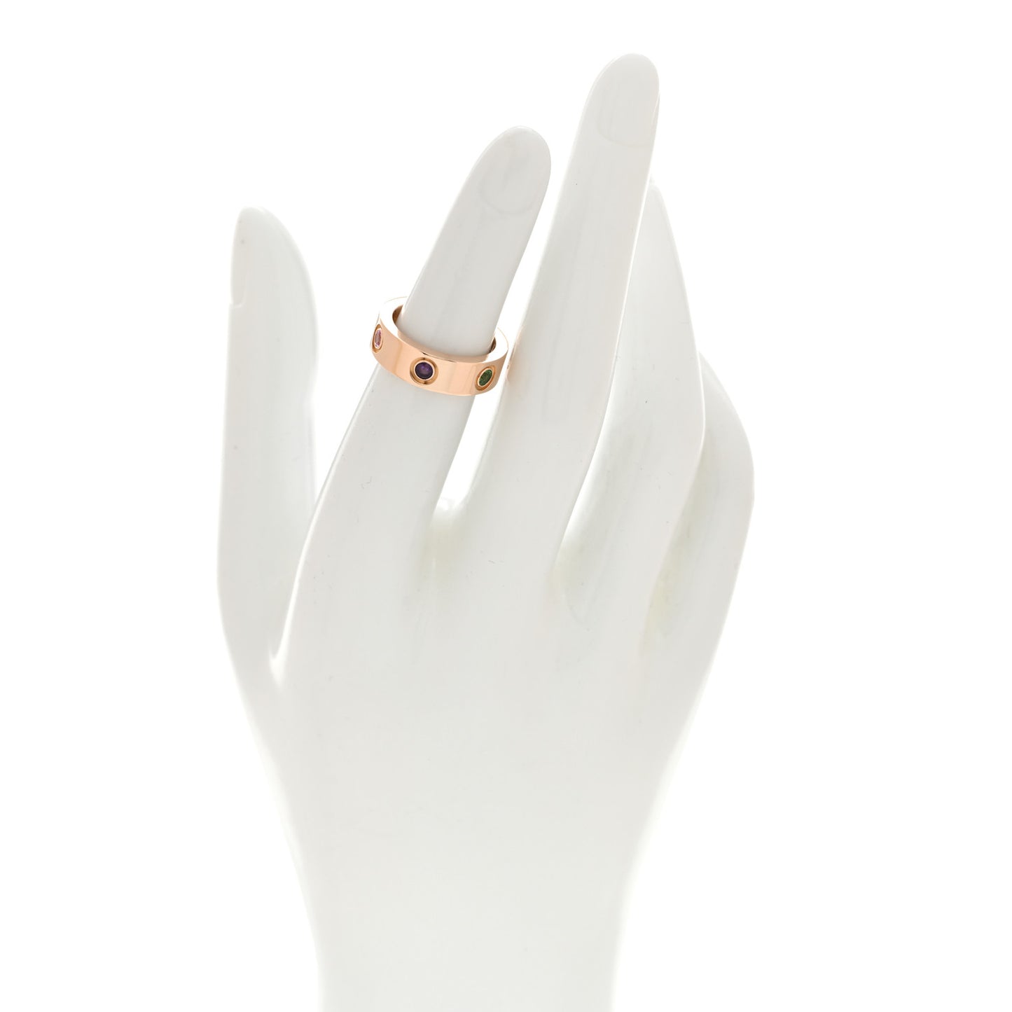 18K Pink Gold Sapphire Garnet Amethyst 5.5mm LOVE Ring 48 4.5