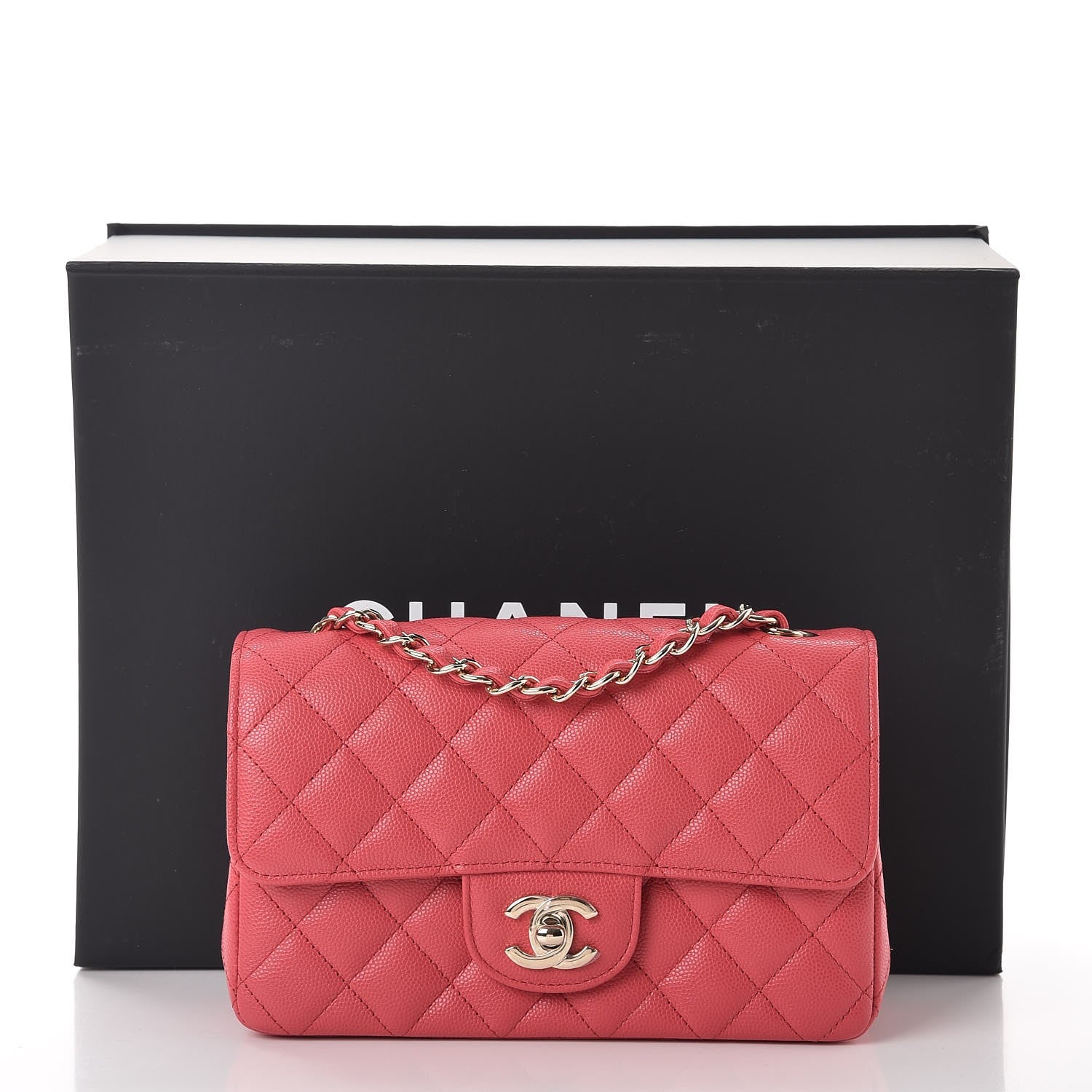 Chanel Caviar Quilted Mini Rectangular Flap Dark Pink 8 of 8