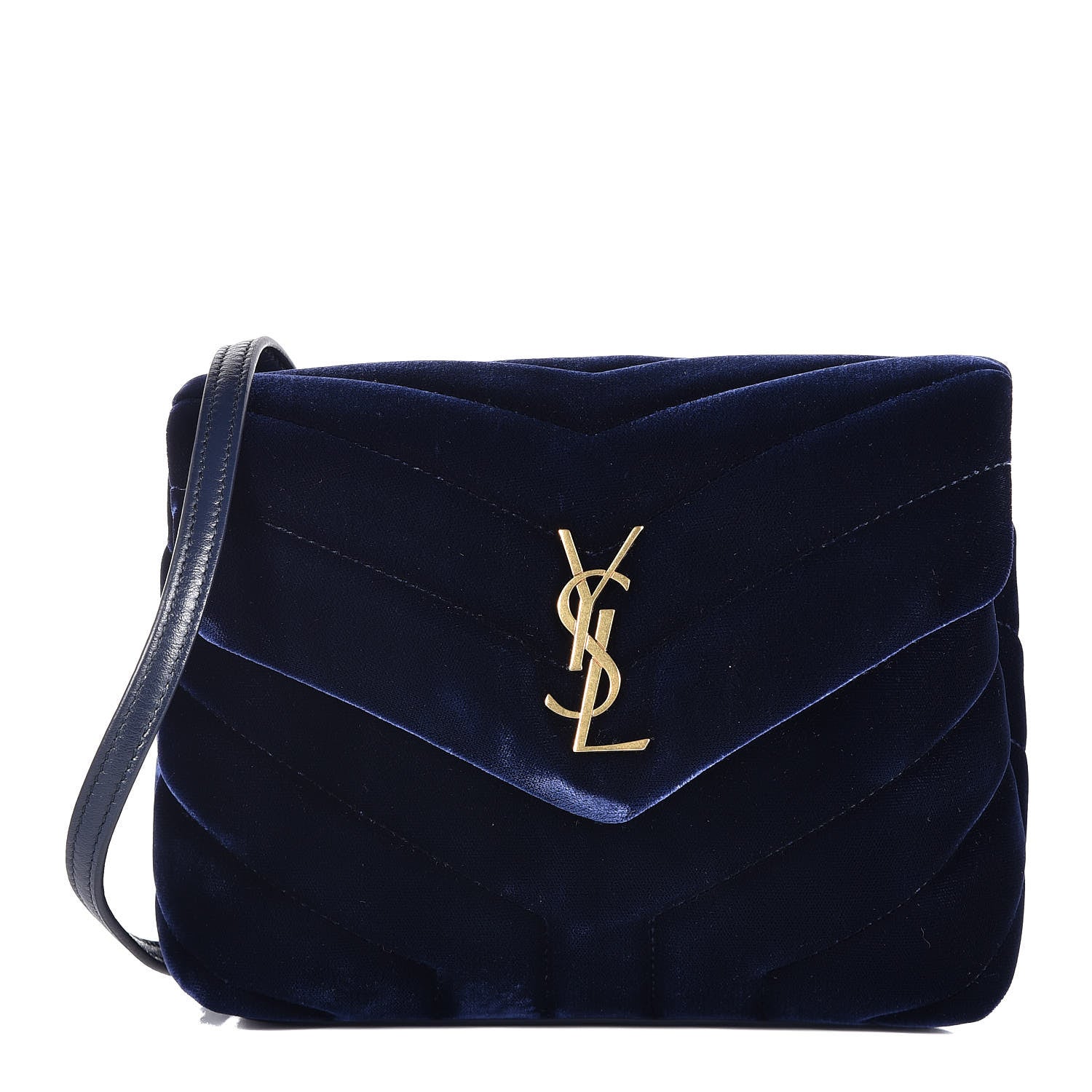 Saint Laurent Velvet Y Quilted Monogram Toy Loulou Crossbody Bag Navy 1 of 11