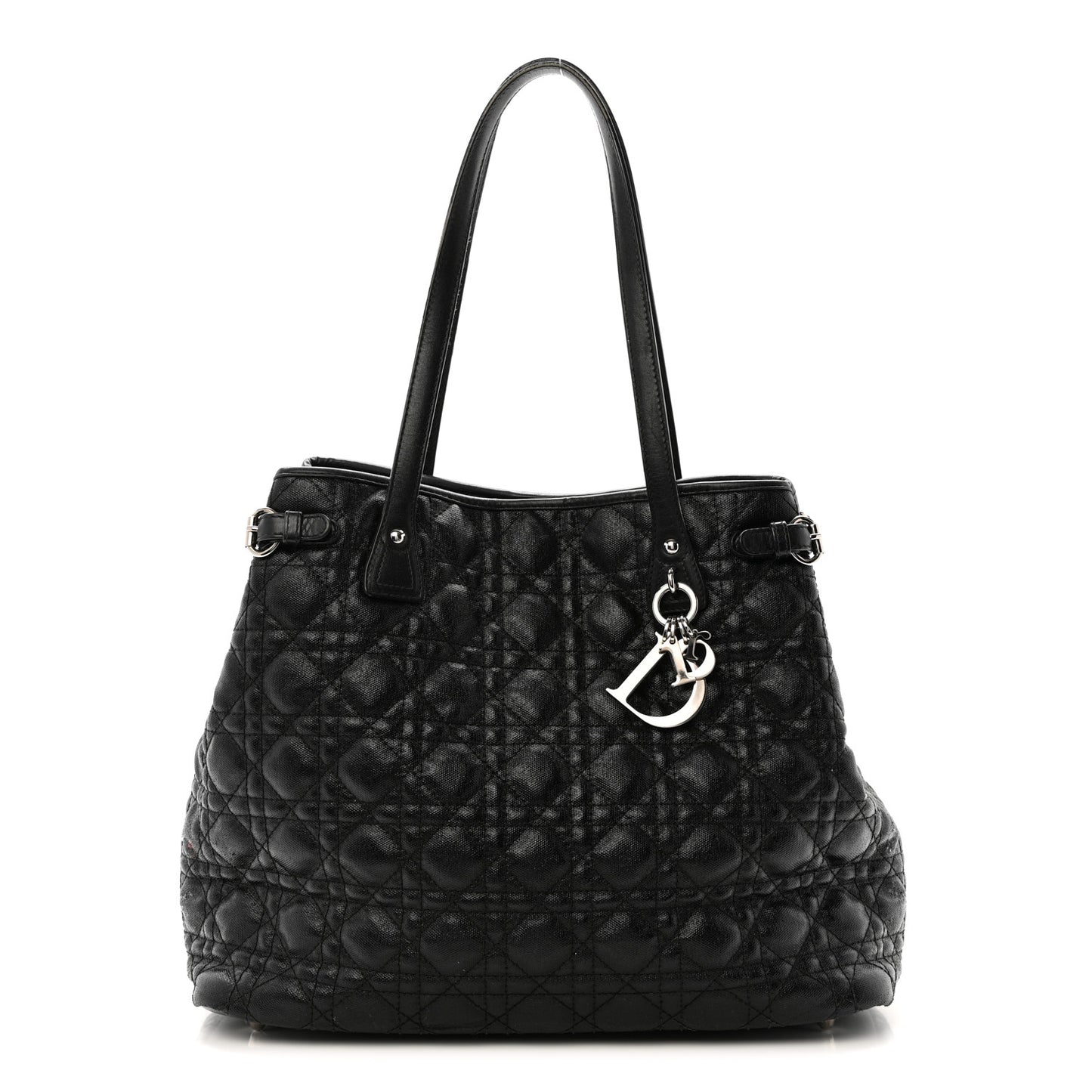 Coated Canvas Cannage Medium Panarea Tote Black