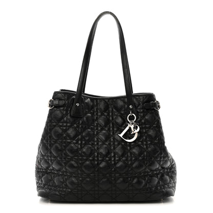 Christian Dior Coated Canvas Cannage Medium Panarea Tote Black 1 of 16