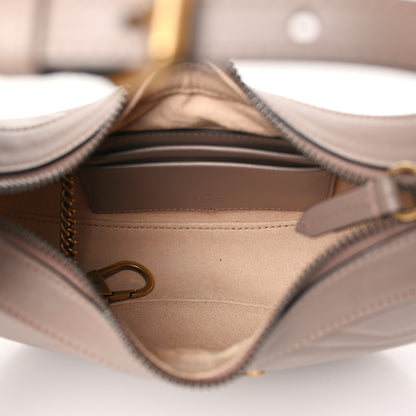 Gucci Calfskin Matelasse Chevron Mini GG Marmont Half Moon Hobo Porcelain Rose 5 of 11