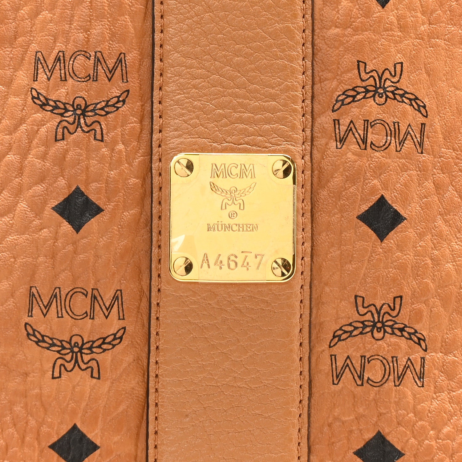 MCM Visetos Medium Liz Reversible Shopper Tote Cognac 7 of 9