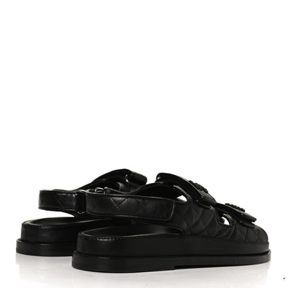 Chanel Lambskin Quilted Velcro Dad Sandals 39 So Black 4 of 12