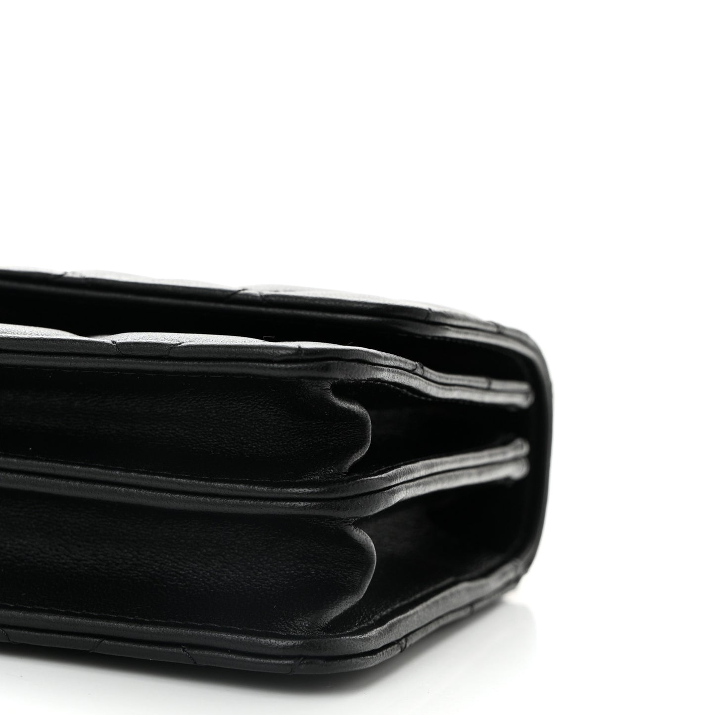 Lambskin Quilted Trendy CC Dual Handle Clutch With Chain  Black