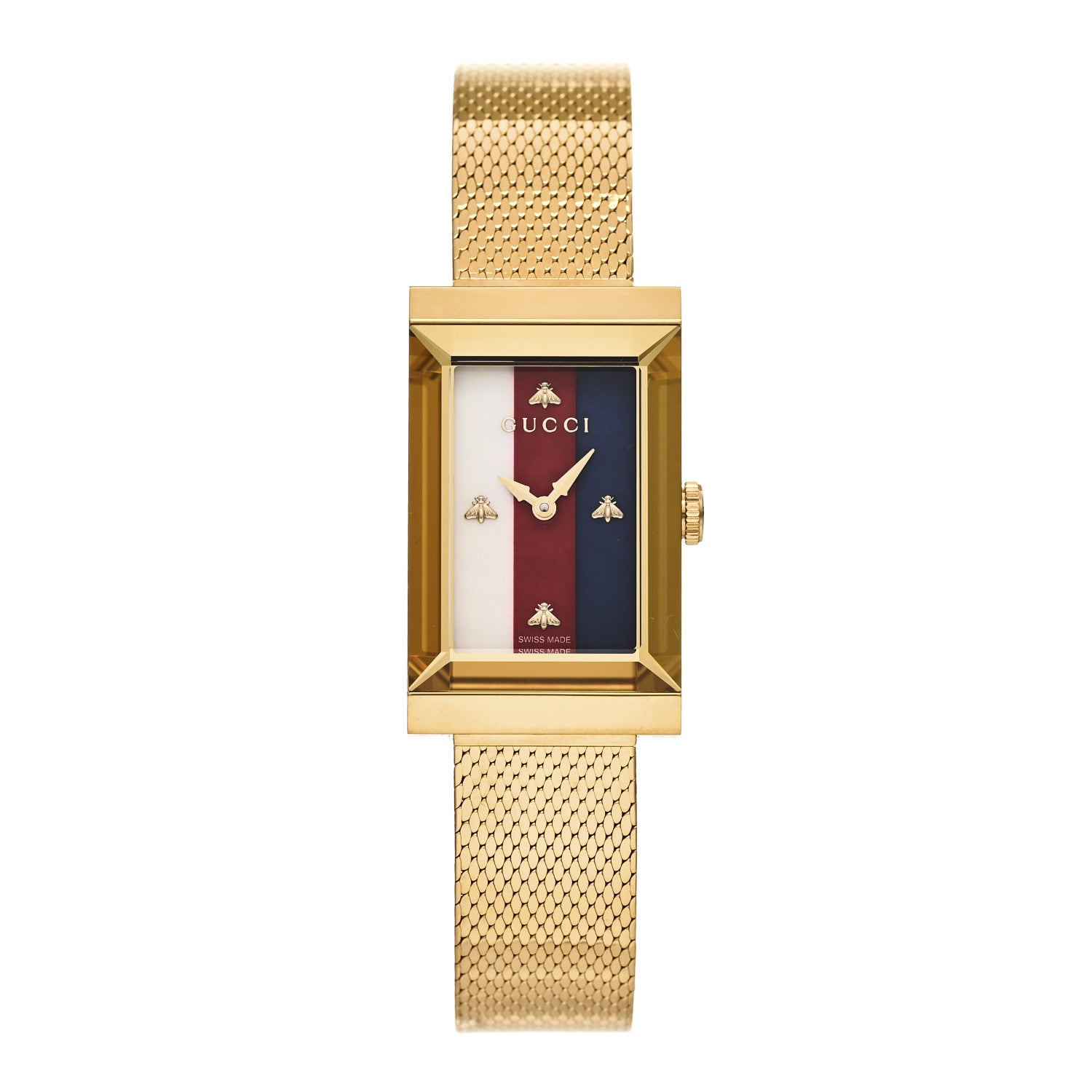Gucci Stainless Steel 14mm Web G-Frame Quartz Watch Gold 1 of 5