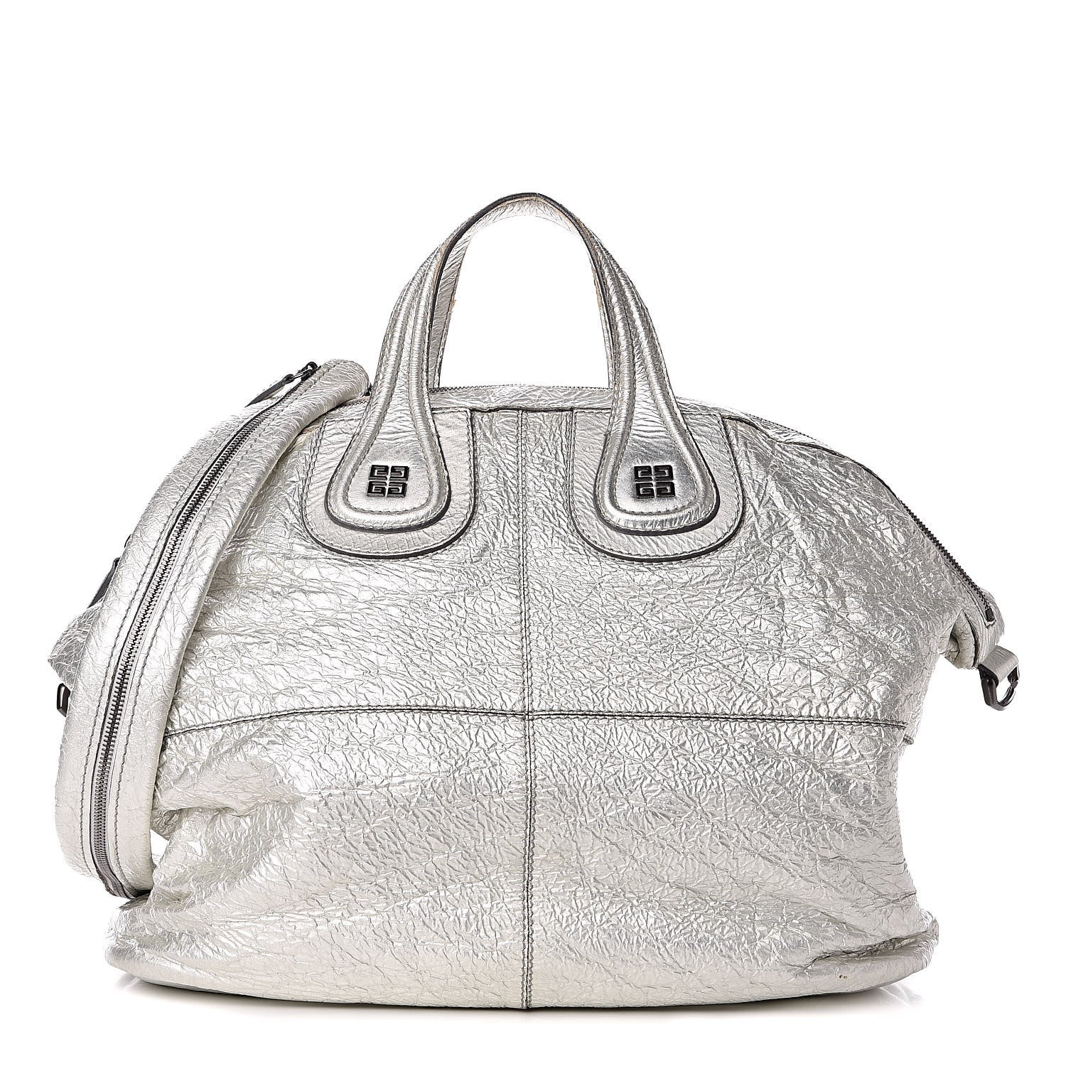 Givenchy Crinkled Patent Large Nightingale Silver 1 of 15