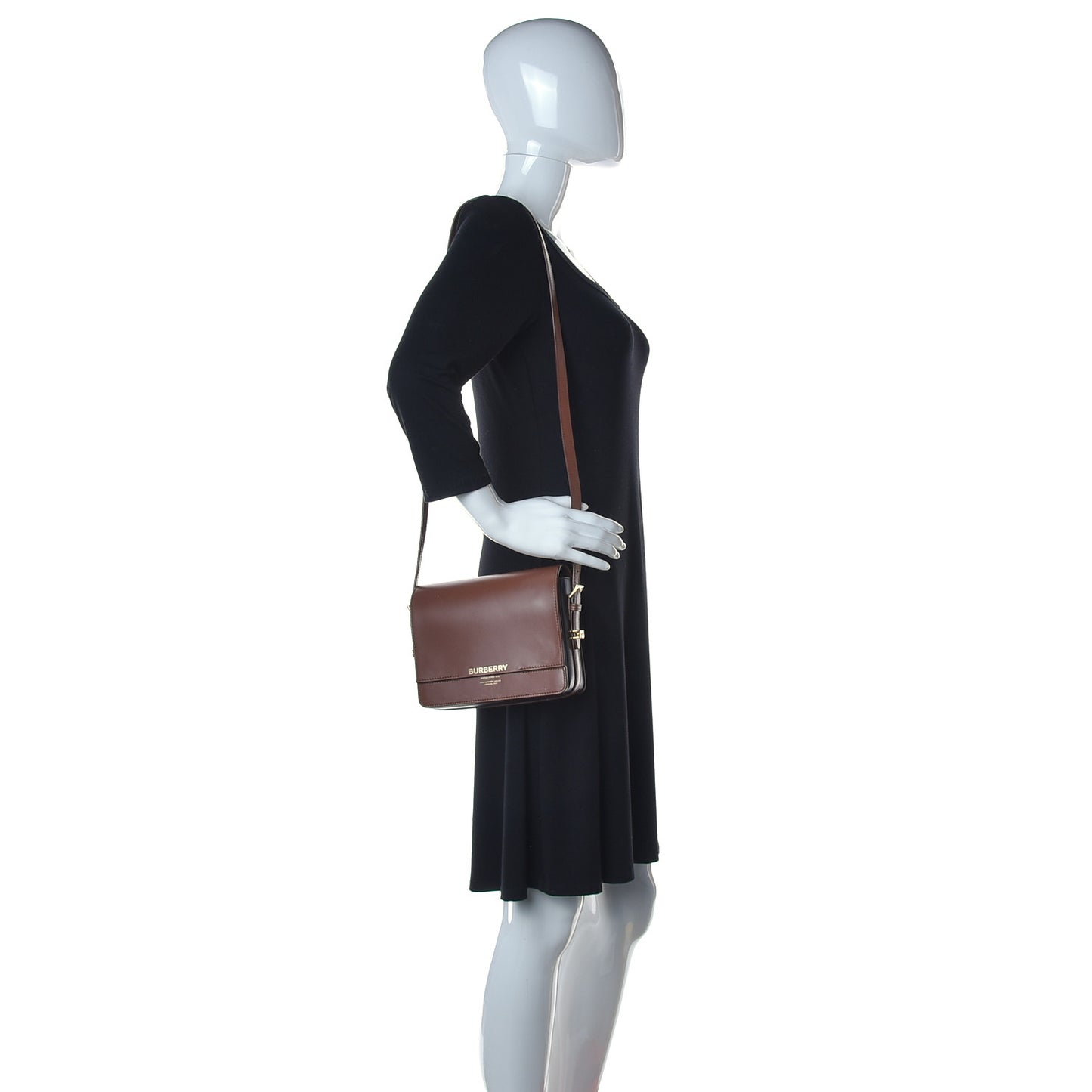 Smooth Calfskin Two Tone Small Grace Bag Malt Brown Black