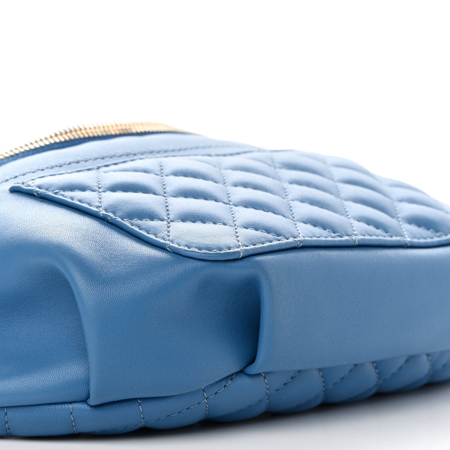 Lambskin Quilted Bi Waist Bag Fanny Pack Blue