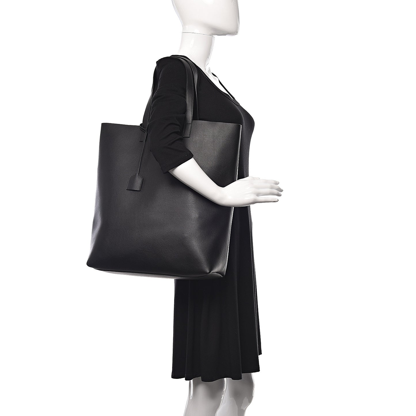 Calfskin Bold Shopping Tote Black