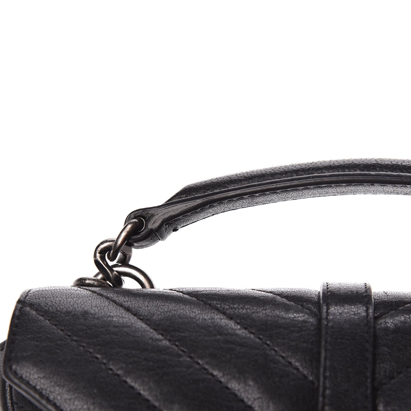 Sheepskin Matelasse Chevron Monogram College Chain Wallet Black