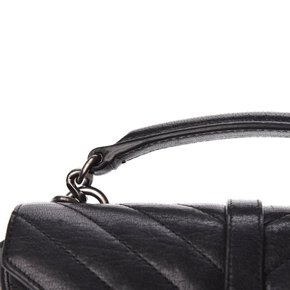 Saint Laurent Sheepskin Matelasse Chevron Monogram College Chain Wallet Black 9 of 14