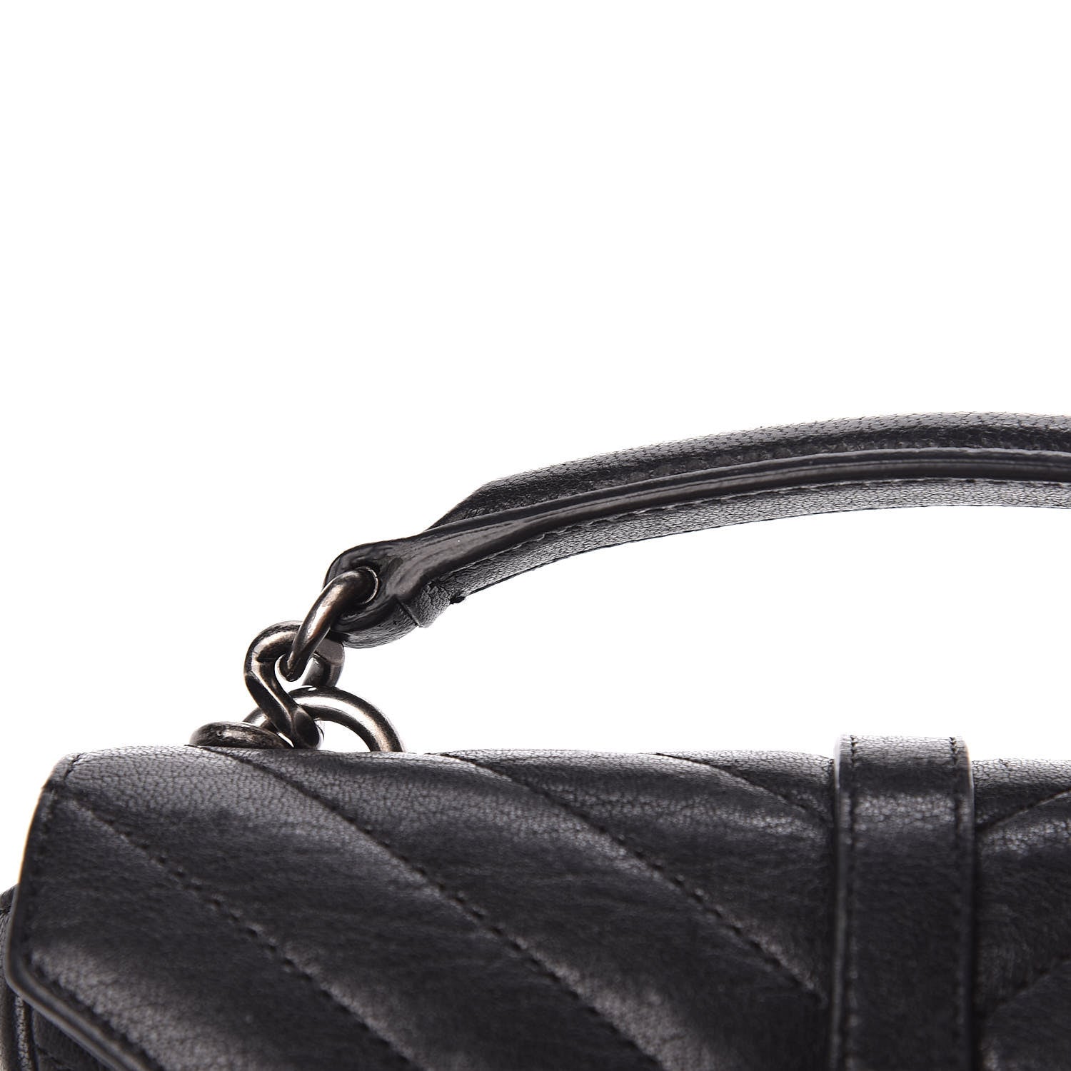 Saint Laurent Sheepskin Matelasse Chevron Monogram College Chain Wallet Black 9 of 14