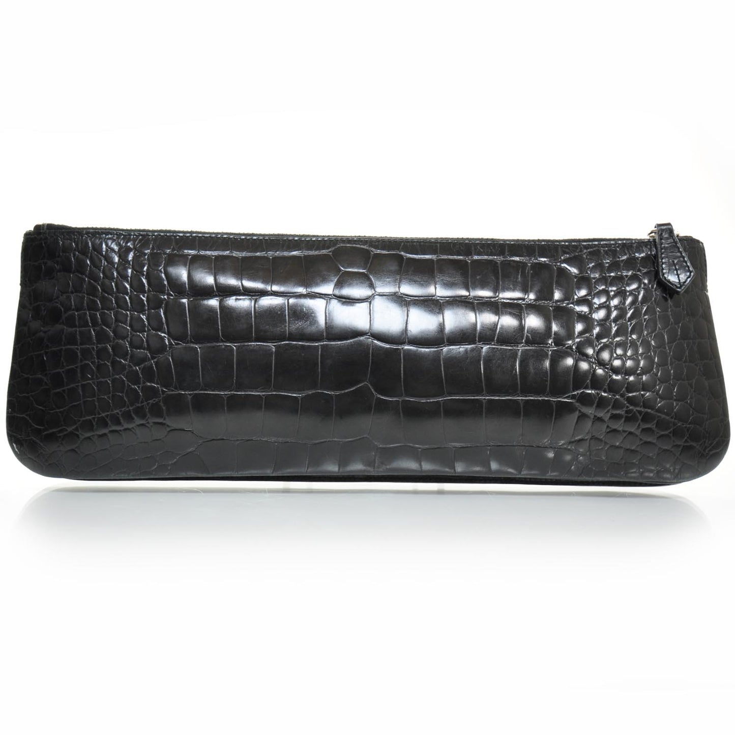 Crocodile Embossed Long Clutch Black