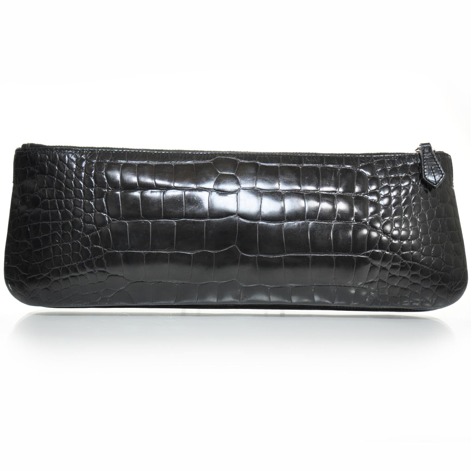 Prada Crocodile Embossed Long Clutch Black 1 of 9