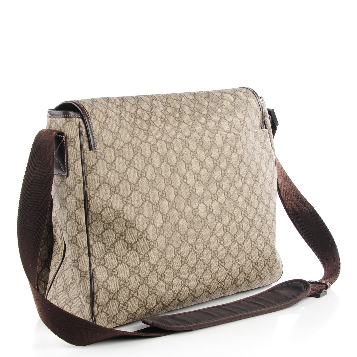 GG Plus Monogram Large Interlocking G Flap Messenger Bag Beige Dark Brown