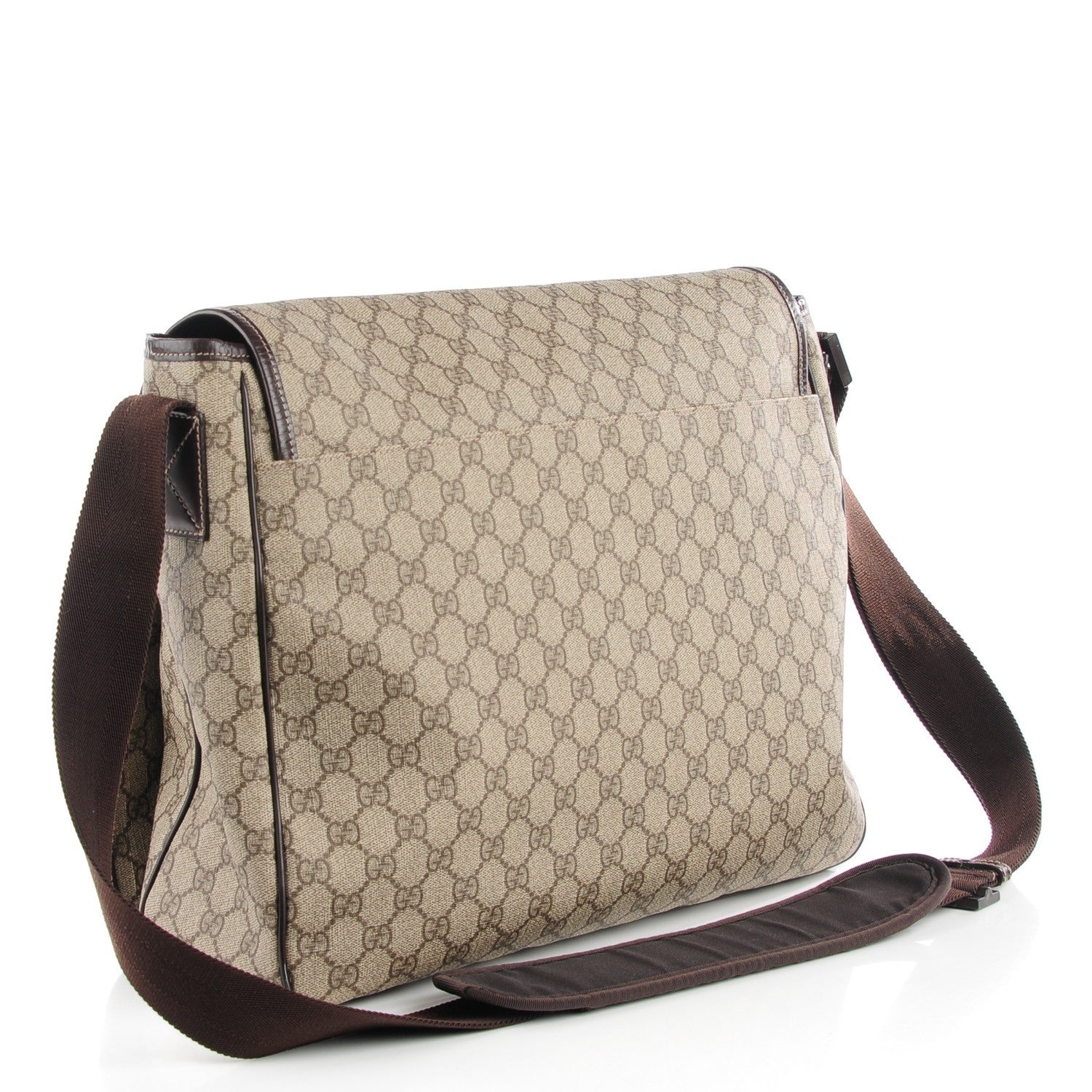 Gucci GG Plus Monogram Large Interlocking G Flap Messenger Bag Beige Dark Brown 3 of 7