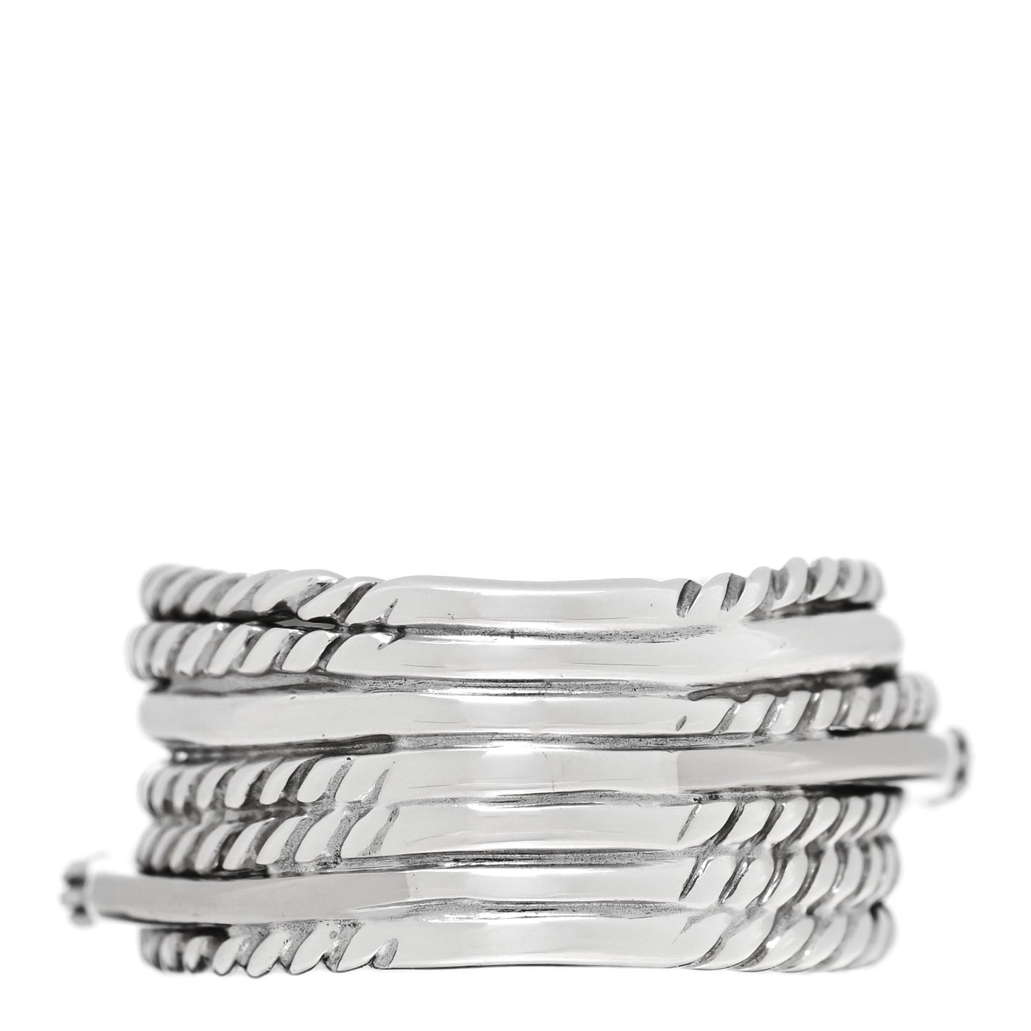 Sterling Silver 14K White Gold Diamond 11mm Wide Crossover Cable Ring 52 6