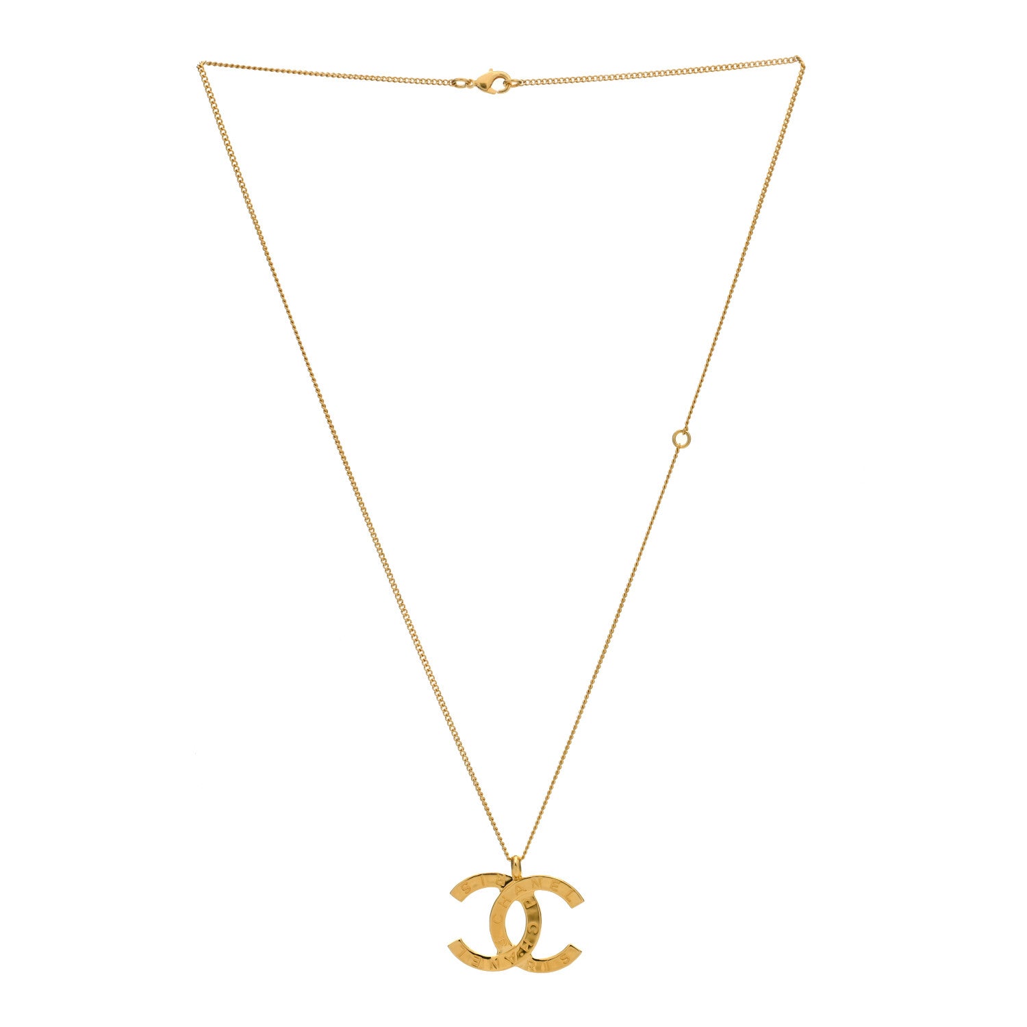 Chanel Metal CC Paris Button Necklace Gold 3 of 5