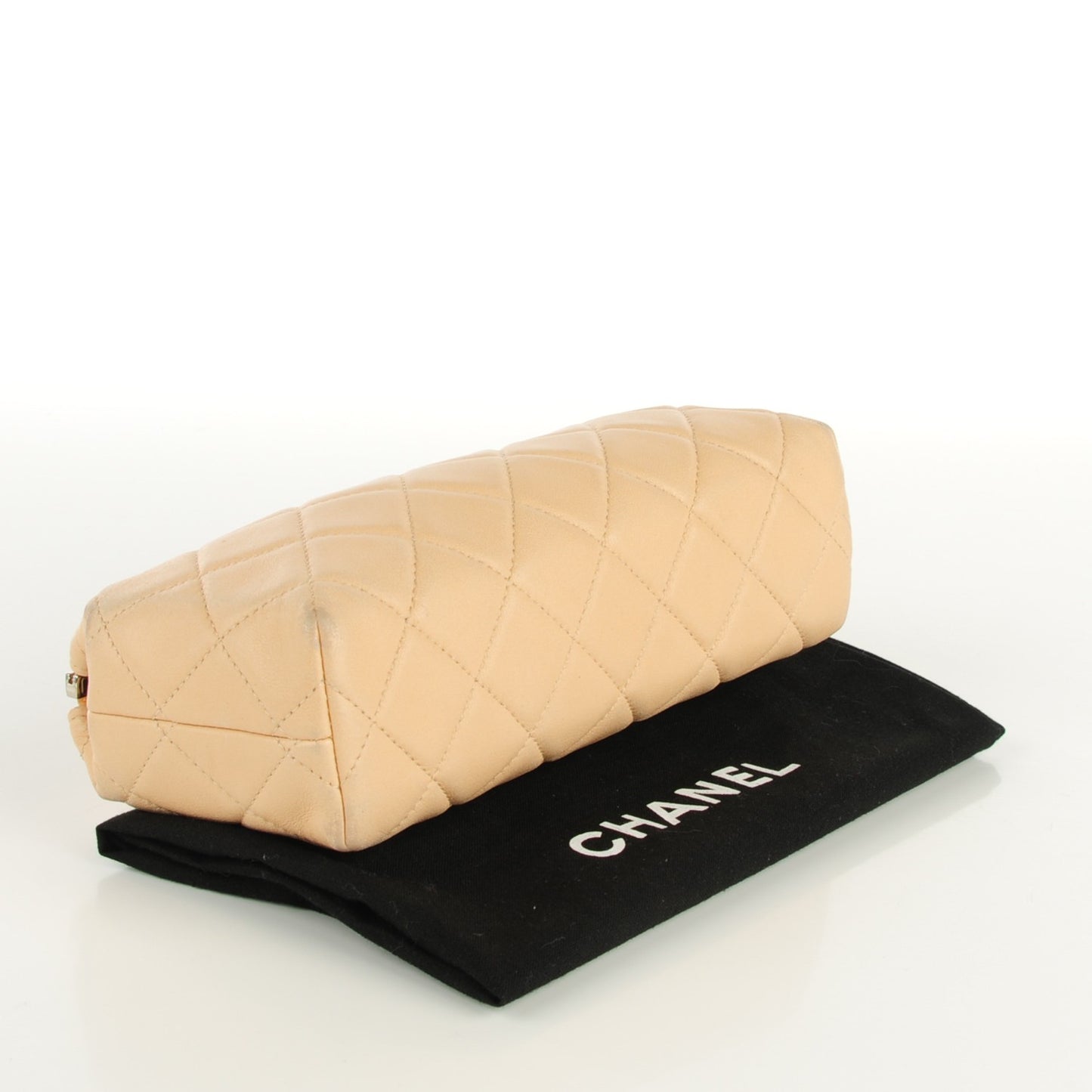 Lambskin Quilted Cosmetic Case Beige
