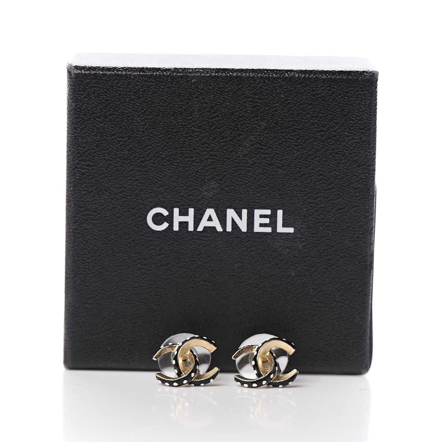 Enamel CC Earrings Gold Black