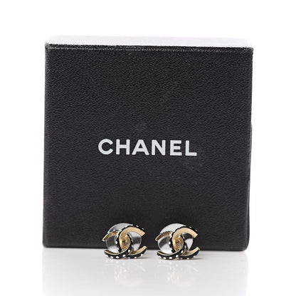 Chanel Enamel CC Earrings Gold Black 5 of 5