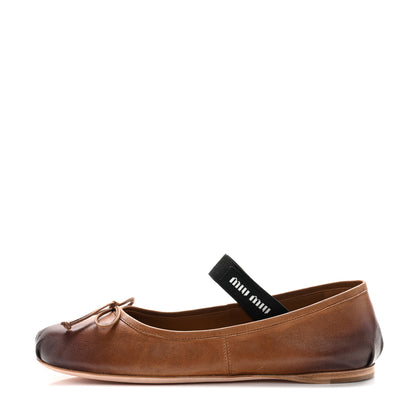 Miu Miu Calfskin Ballerina Flats 37 Caramel 1 of 8