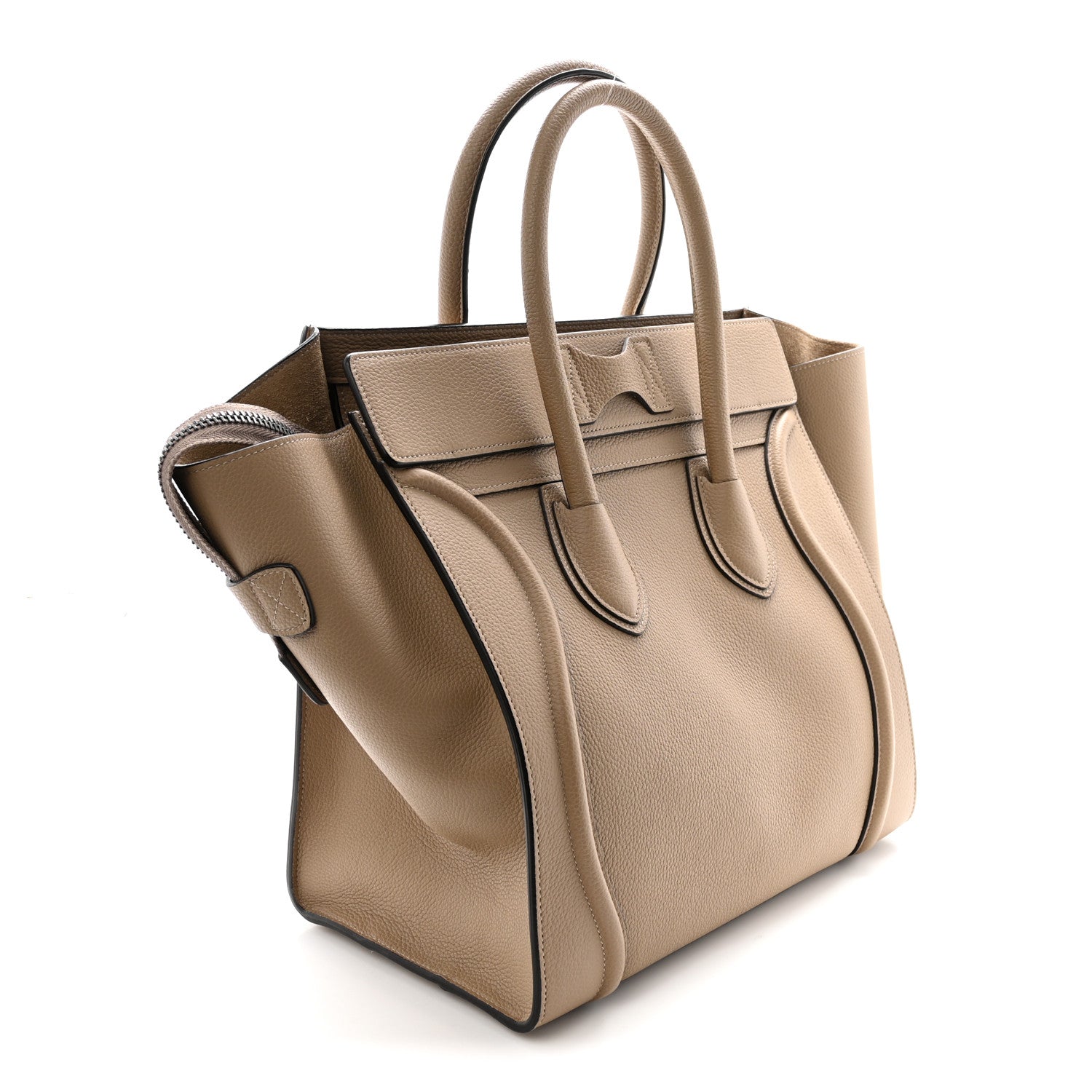Celine Drummed Calfskin Mini Luggage Dune 3 of 9