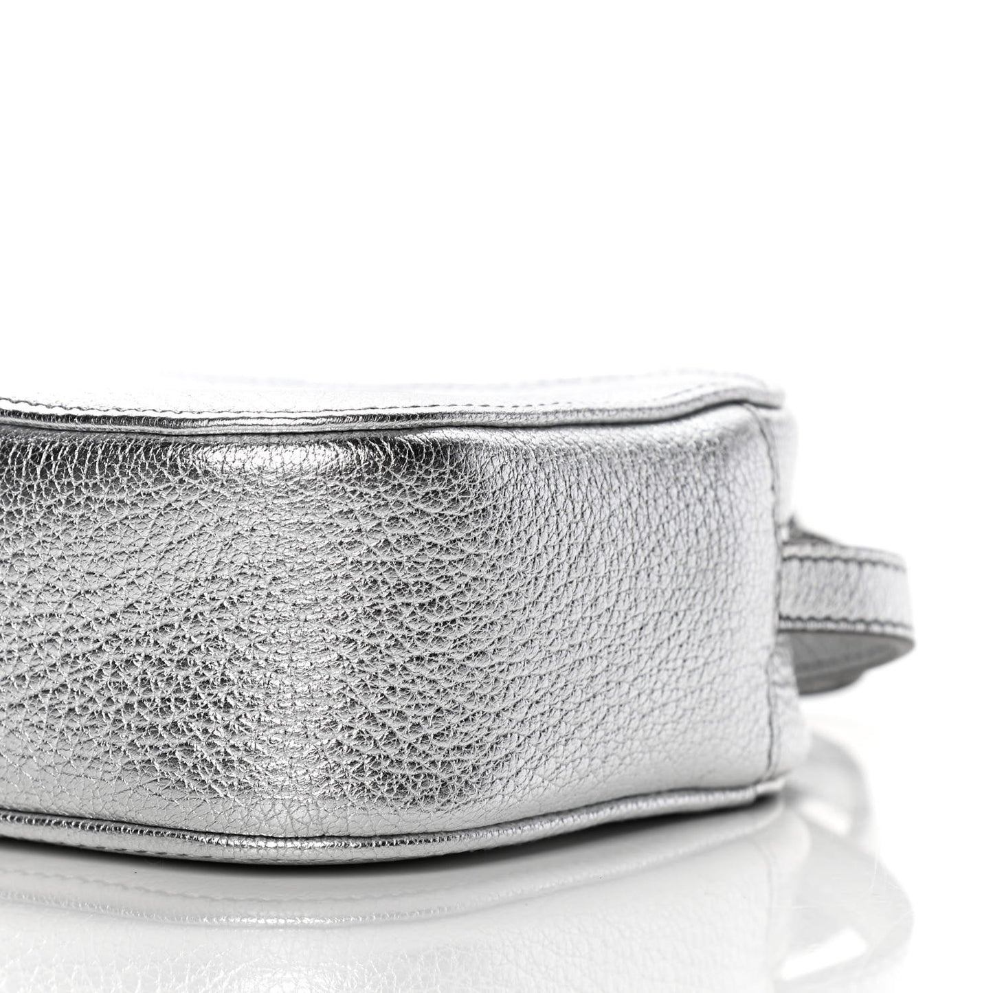 Metallic Goatskin Logo XS Everyday Camera Bag Argent Black