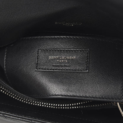 Saint Laurent Sheepskin Matelasse Chevron Monogram Medium College Bag Black 5 of 11