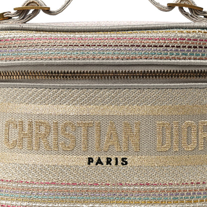 Christian Dior Canvas Embroidered Stripes Diortravel Vanity Case Multicolor 7 of 10