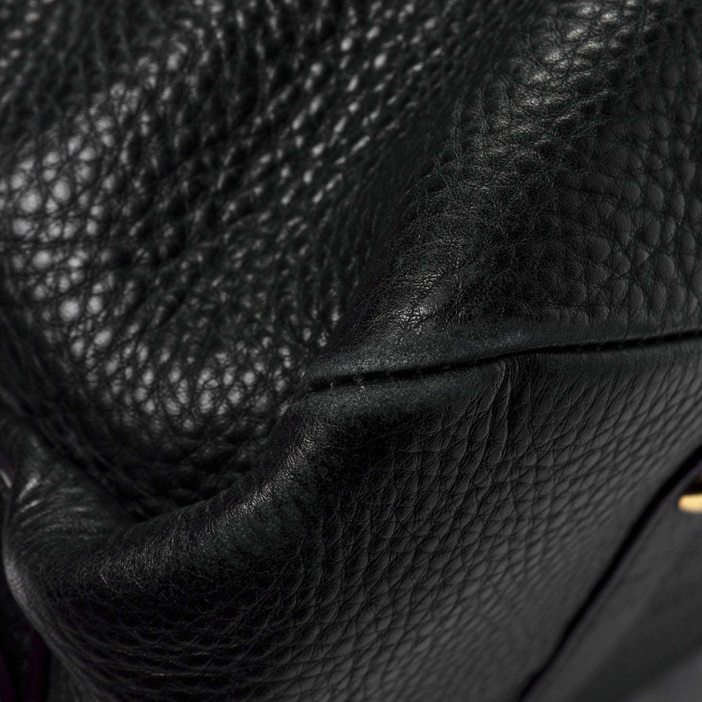 Grained Calfskin Shoulder Bag Black