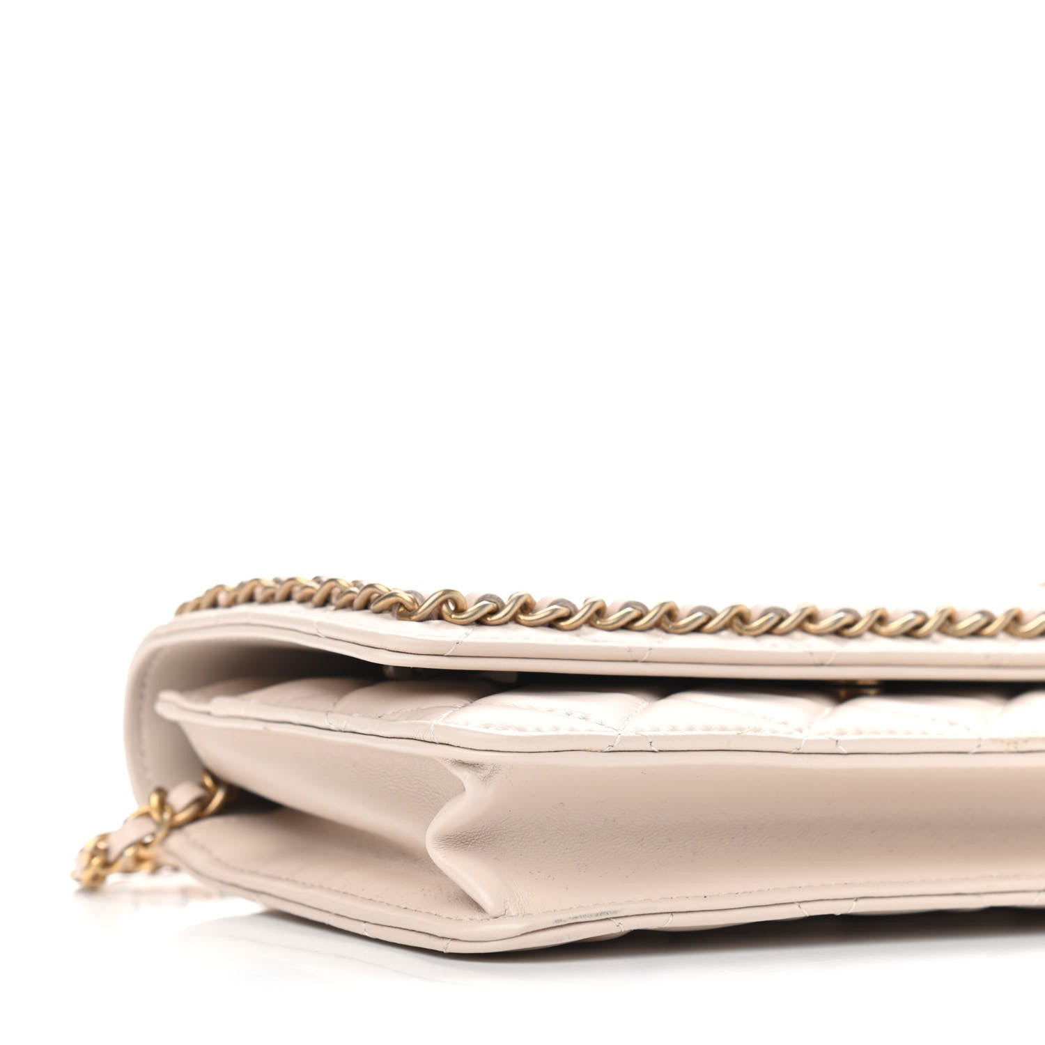 Chanel Lambskin Quilted Chain Around Wallet On Chain WOC Beige 9 of 12
