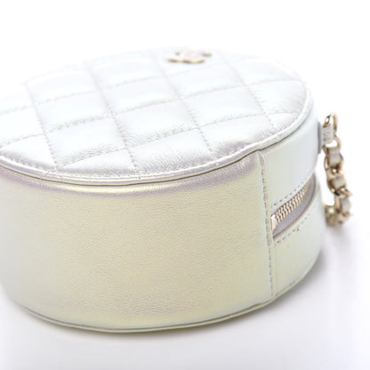 Chanel Iridescent Lambskin Quilted Round Clutch With Chain Ivory 8 of 10