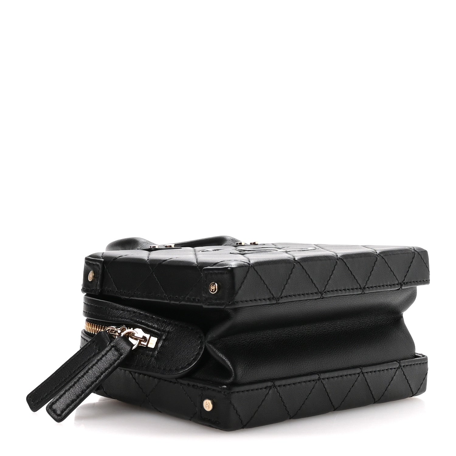 Chanel Calfskin Quilted Small Studded Square Vanity Case Black 4 of 10