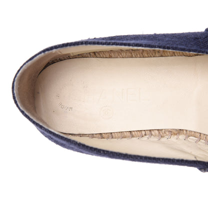 Chanel Denim Toile CC Espadrilles 41 Navy Black 11 of 15