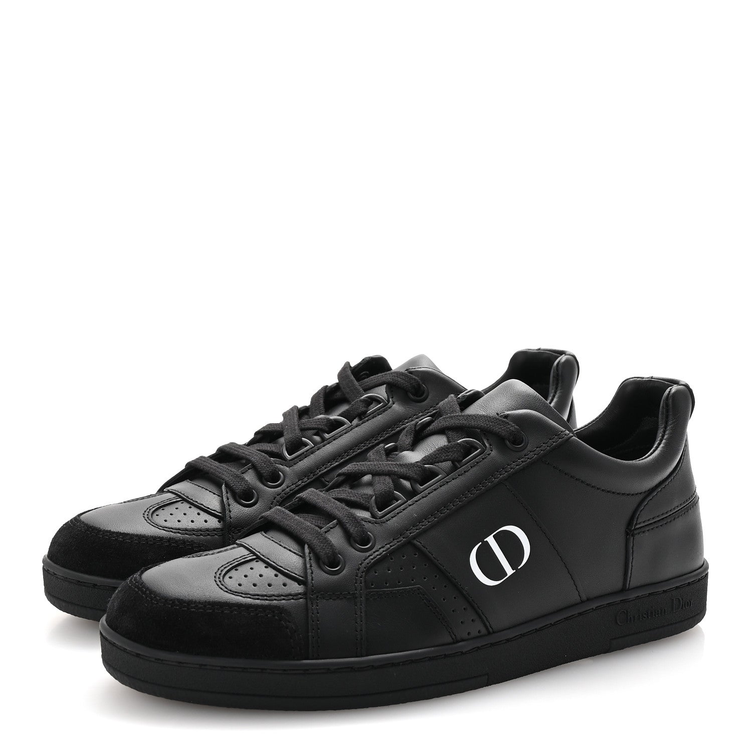 Christian Dior Calfskin Suede Logo Sneakers 36.5 Black 1694509