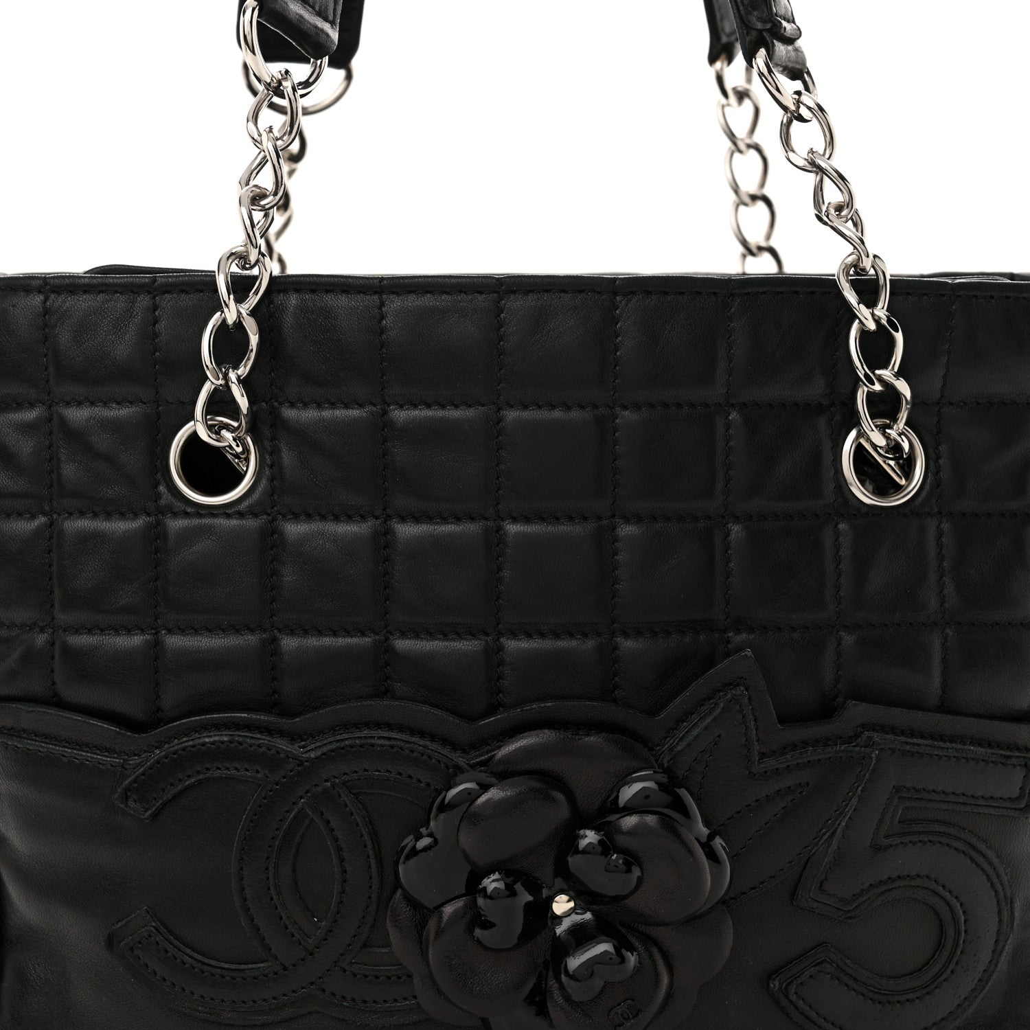 Chanel Lambskin Camellia No. 5 Shoulder Bag Black 8 of 16