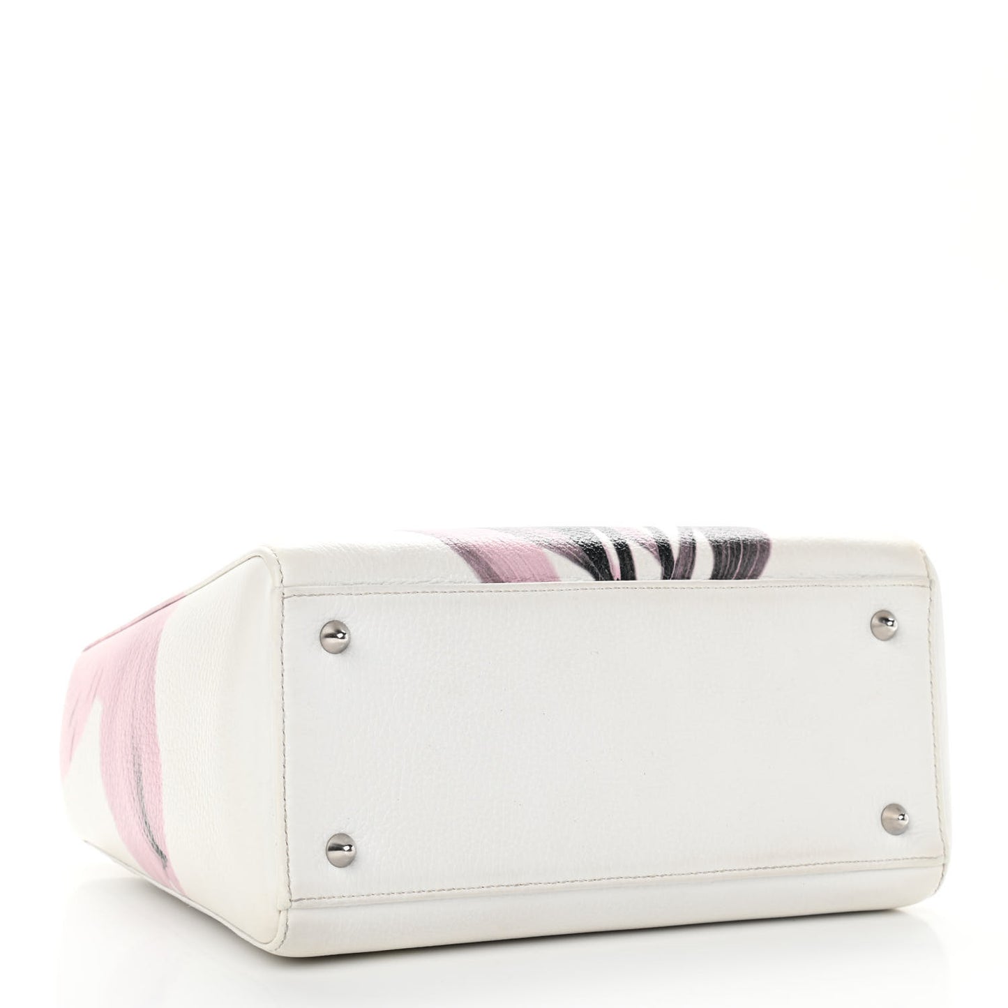 Deerskin Floral Printed Medium Lady Dior White
