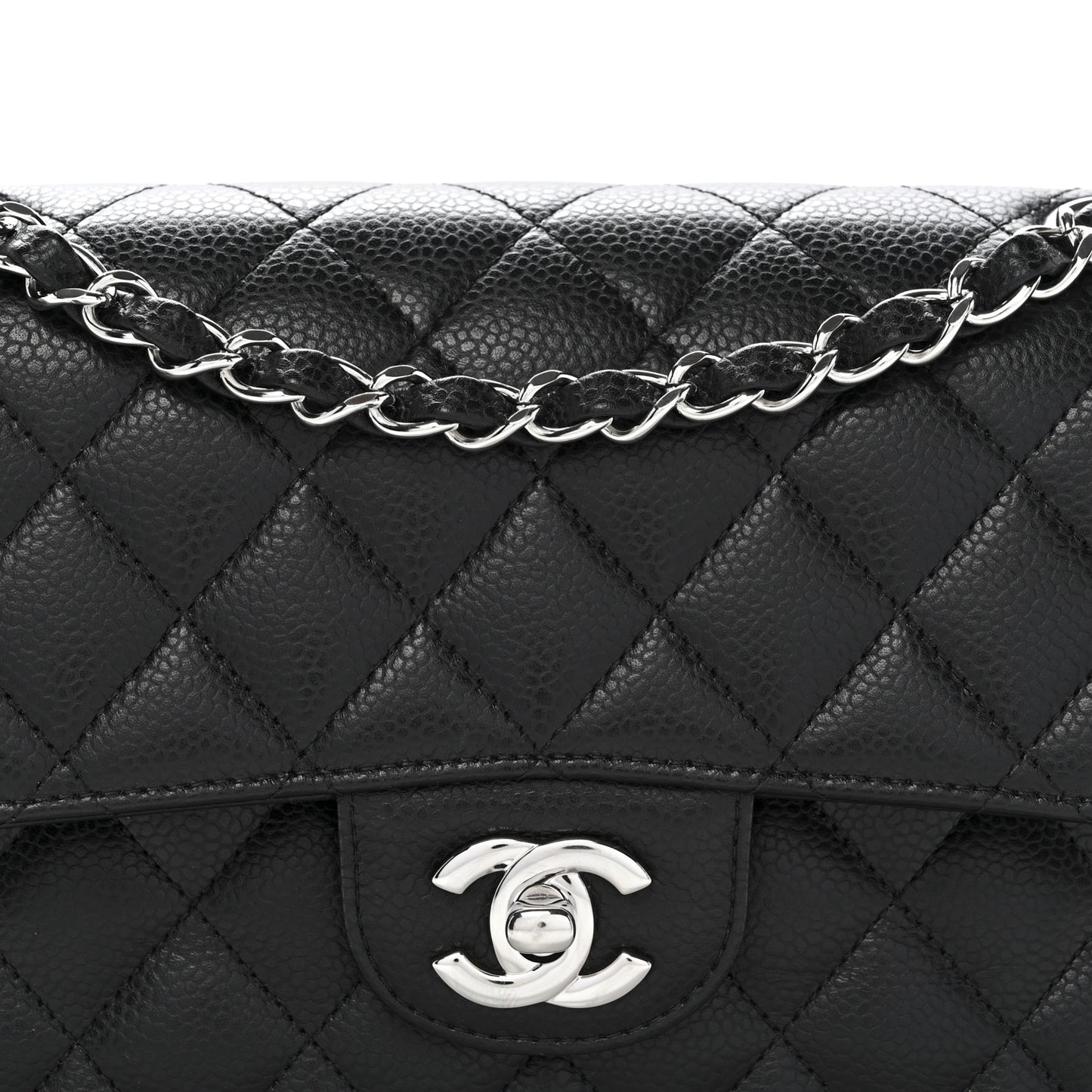 Caviar Quilted Small Double Flap Black Black