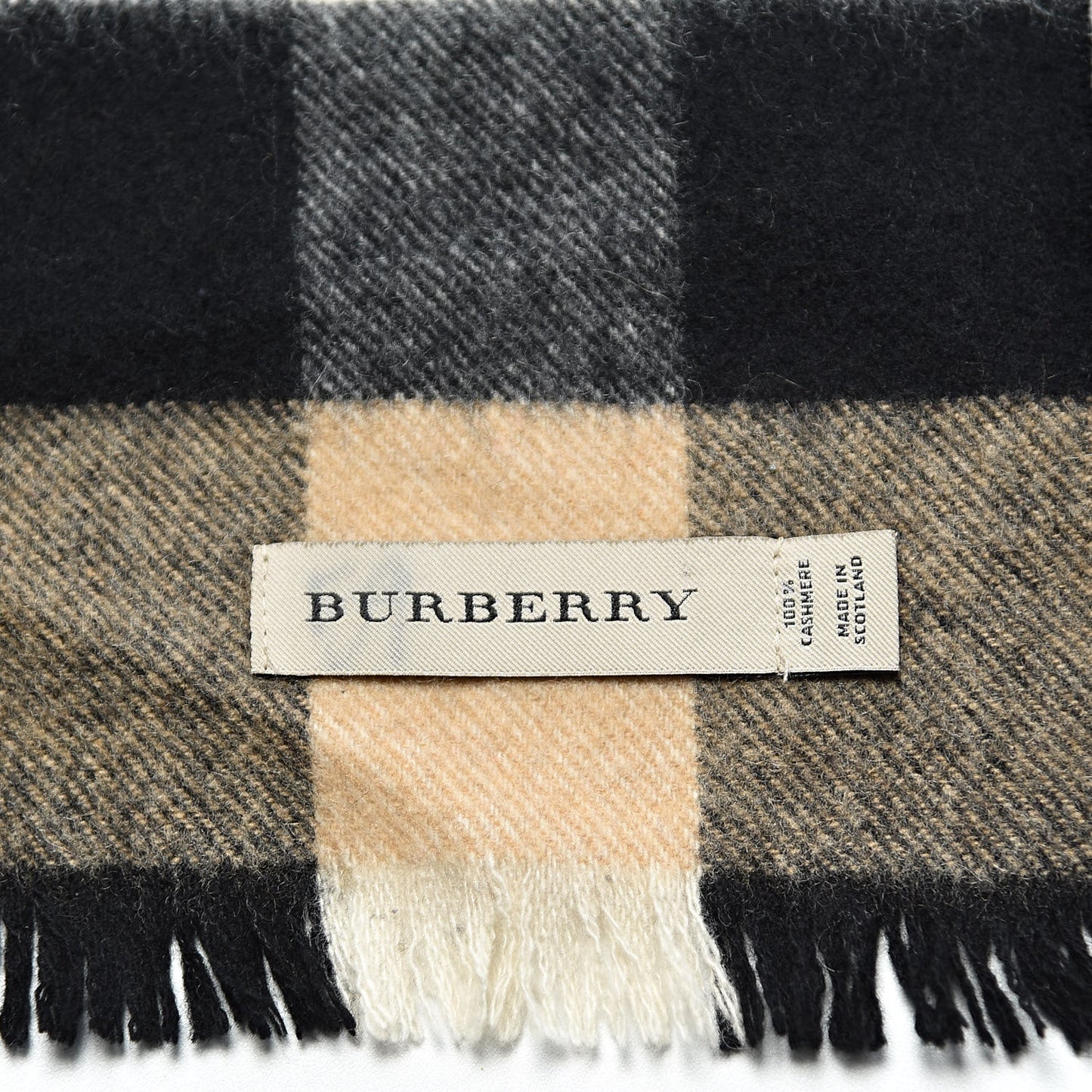 Cashmere Mega Check Fringe Scarf Camel