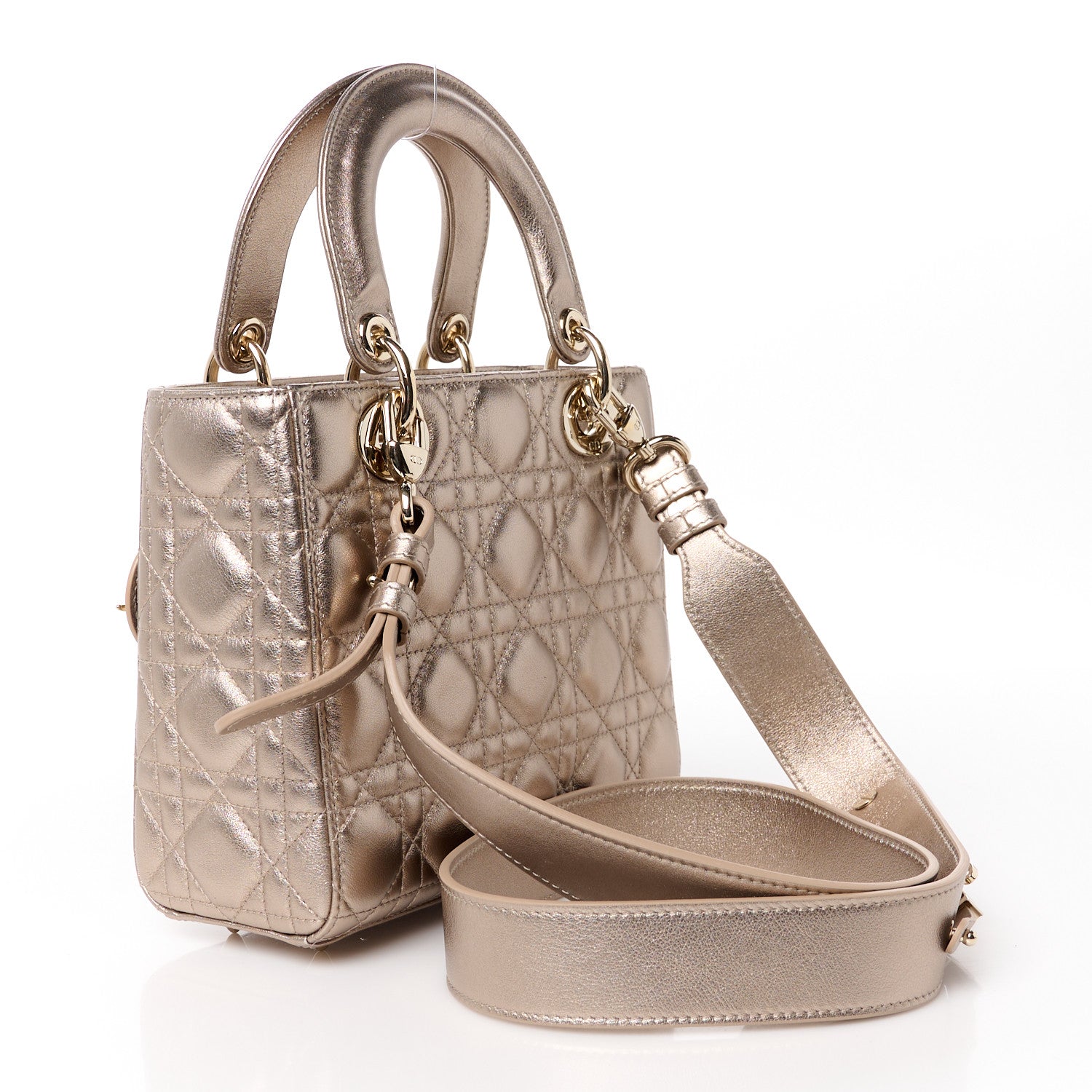 Christian Dior Metallic Lambskin Cannage Small My ABCDior Lady Dior Gold 3 of 10