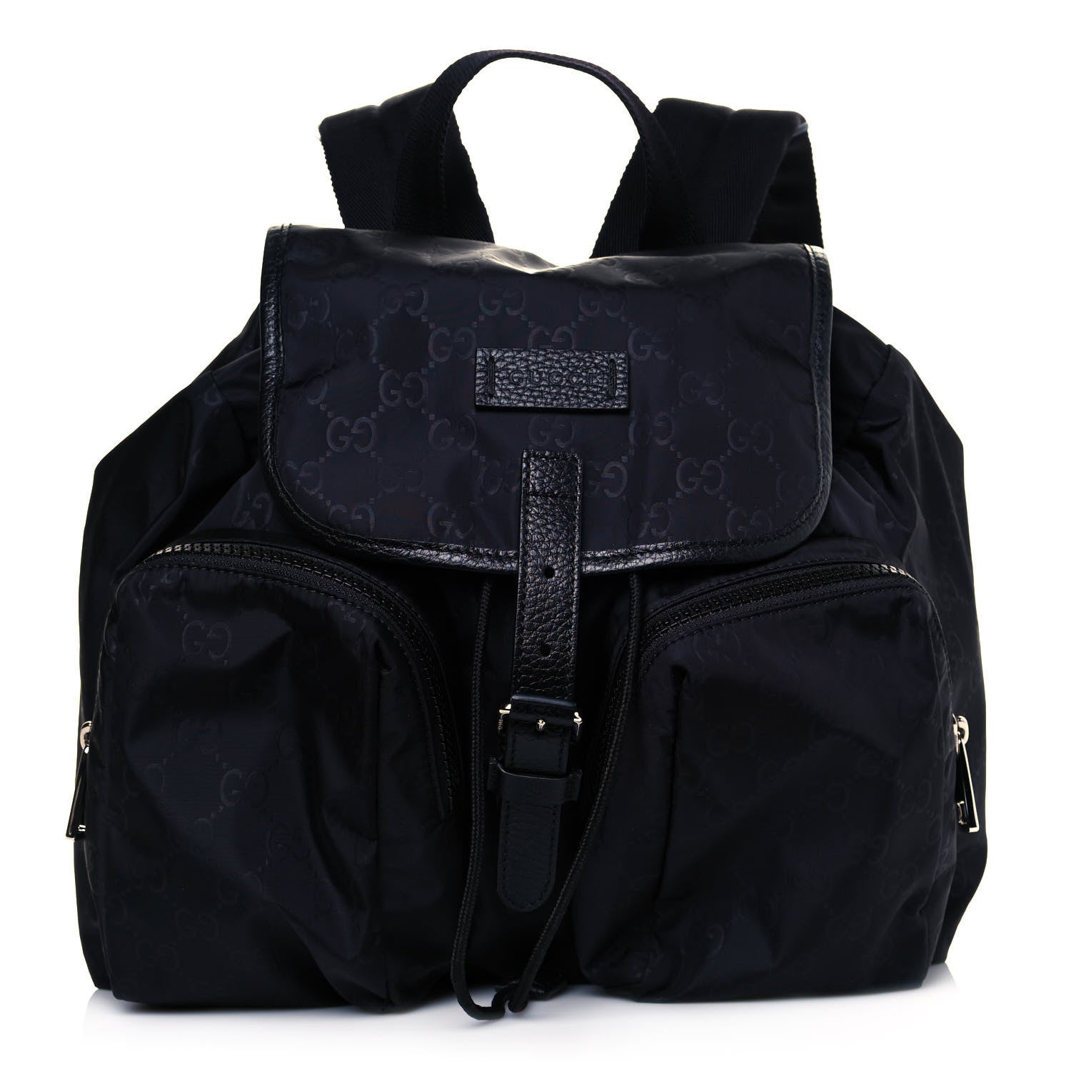 Gucci Nylon Monogram Medium Light Single Buckle Backpack Black 1 of 7